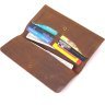 Тонкий чоловічий гаманець з vintage шкіри коричневого кольору Vintage (2421296) - 4