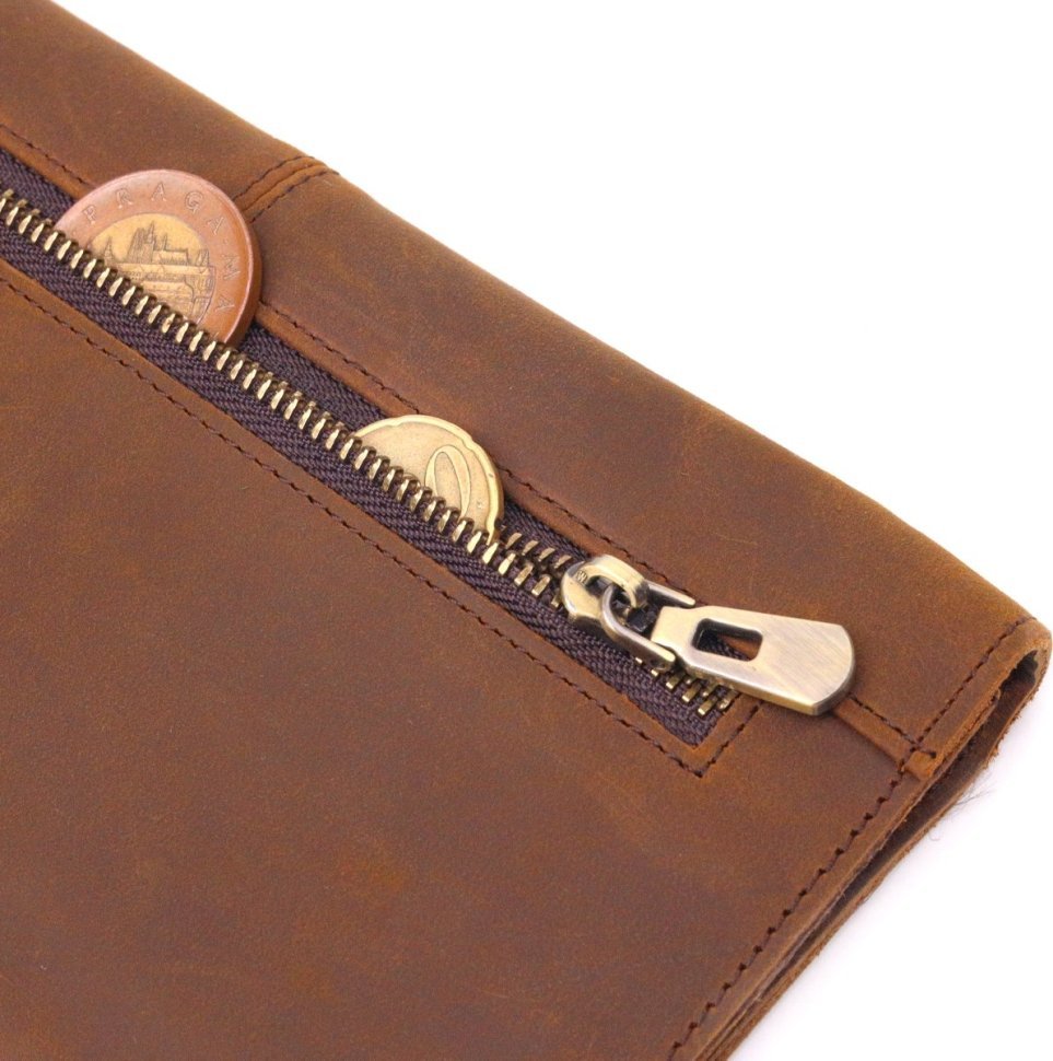 Тонкий чоловічий гаманець з vintage шкіри коричневого кольору Vintage (2421296)