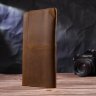 Тонкий мужской бумажник из винтажной кожи коричневого цвета Vintage (2421296) - 6