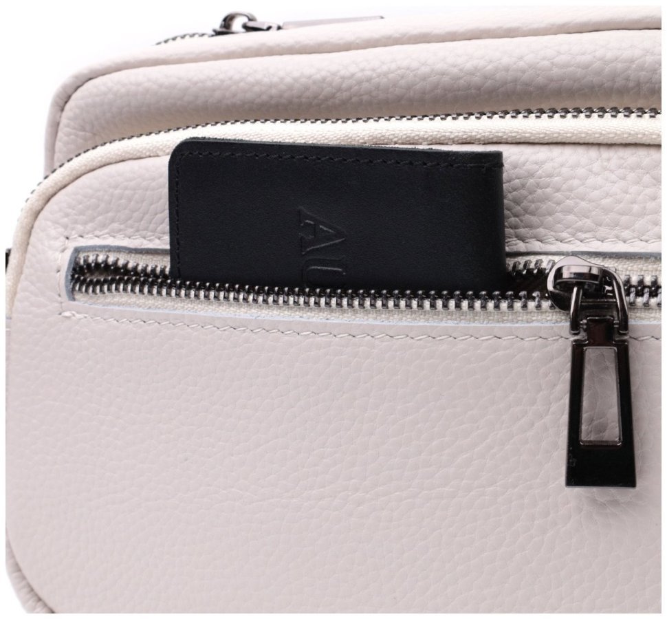 Женская компактная сумка с накладным карманом из кожи Vintage 22642 Белая modnotak фото №7