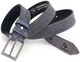 Кожаный ремень в винтажном стиле цвета индиго Grande Pelle (31244)