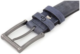 Кожаный ремень в винтажном стиле цвета индиго Grande Pelle (31244)