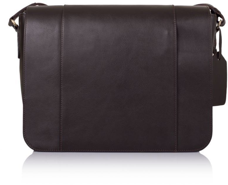 Мужская горизонтальная сумка-мессенджер коричневого цвета из натуральной кожи TARWA (19946)