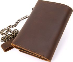 Матовий гаманець потрійного додавання з натуральної коричневої шкіри Vintage (2420439)