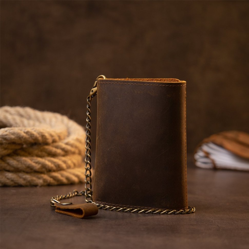 Матовий гаманець потрійного додавання з натуральної коричневої шкіри Vintage (2420439)