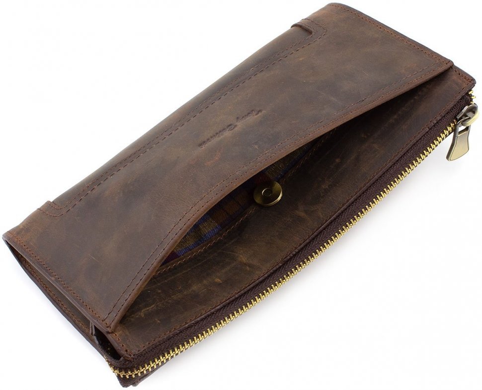Кожаный винтажный клатч на молнии Tony Bellucci (10520)