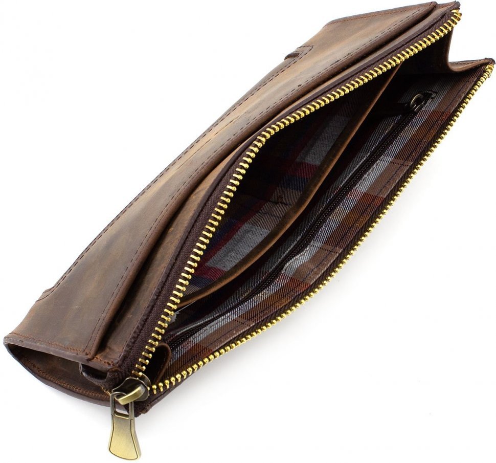 Кожаный винтажный клатч на молнии Tony Bellucci (10520)