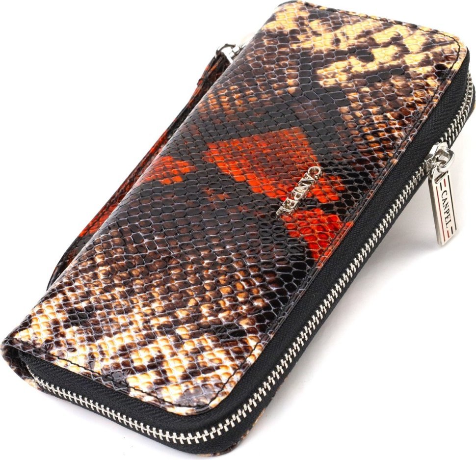 Жіночий лаковий гаманець великого розміру з натуральної шкіри з тисненням під змію CANPELLINI (2421722)
