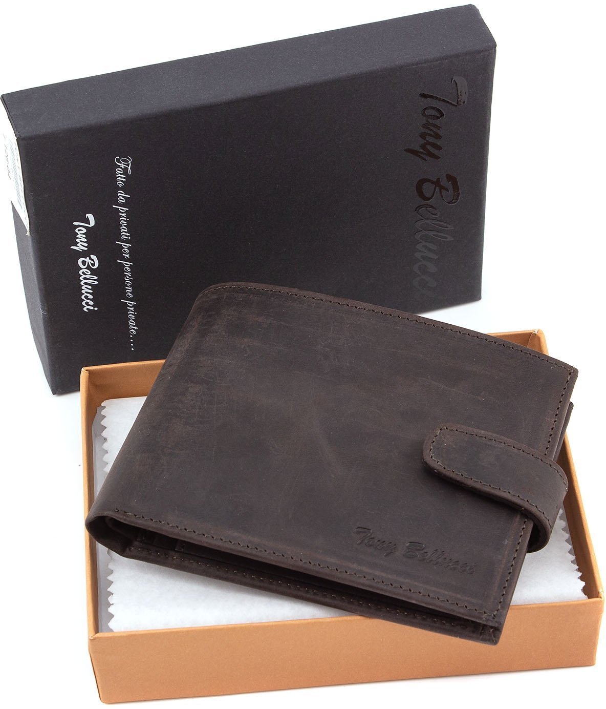 Якісне портмоне коричневого кольору з натуральної шкіри Tony Bellucci (10665)