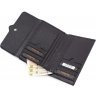 Чорний гаманець потрійного складання з фактурного шкіри Tony Bellucci (10595) - 7
