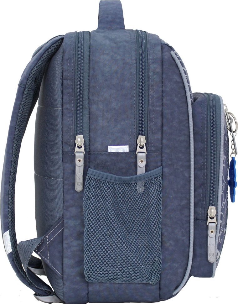 Сірий шкільний текстильний рюкзак для дівчаток з принтом Bagland 53386