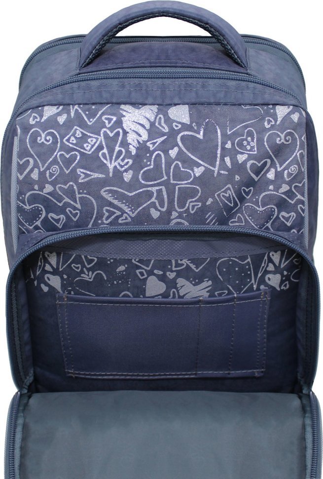 Сірий шкільний текстильний рюкзак для дівчаток з принтом Bagland 53386