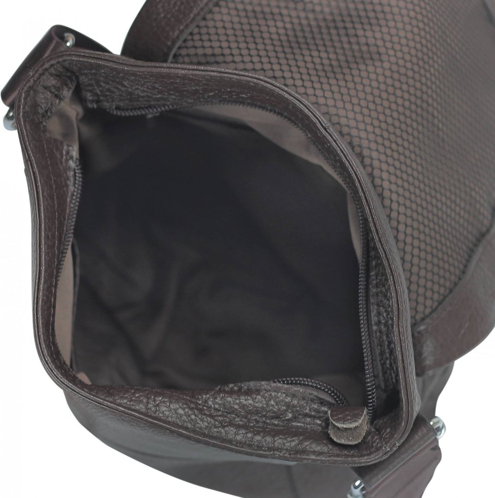 Темно-коричневая кожаная мужская сумка на плечо с клапаном на магните Tiding Bag (15828)
