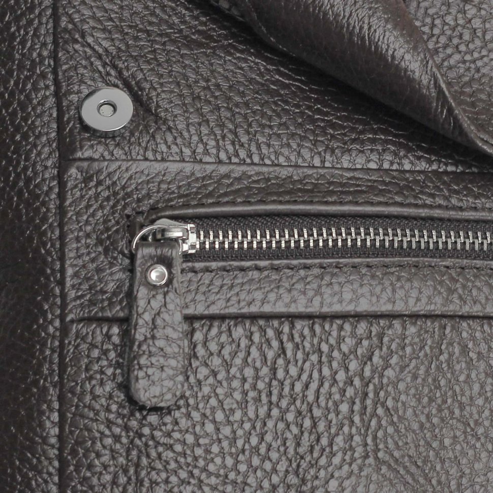 Темно-коричнева шкіряна чоловіча сумка на плече з клапаном на магніті Tiding Bag (15828)