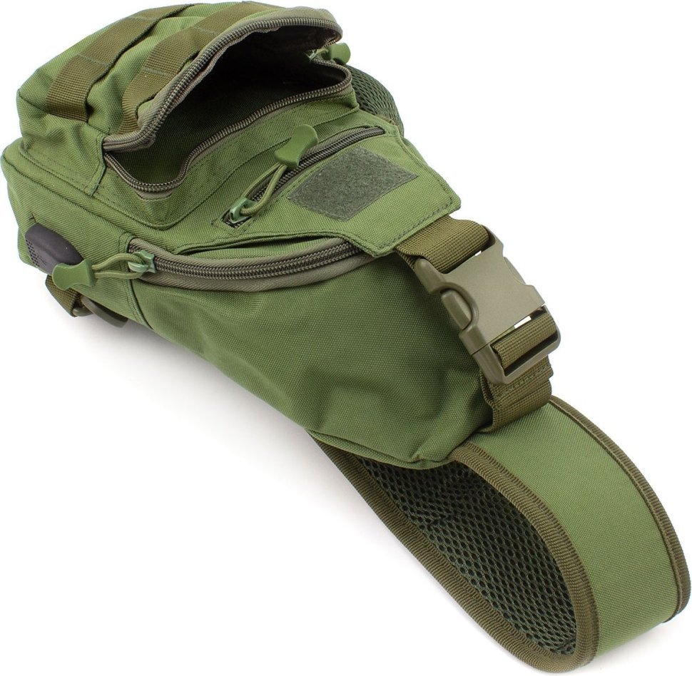 Військова тактична текстильна сумка оливкового кольору з однією лямкою - MILITARY SRYLE (21971)