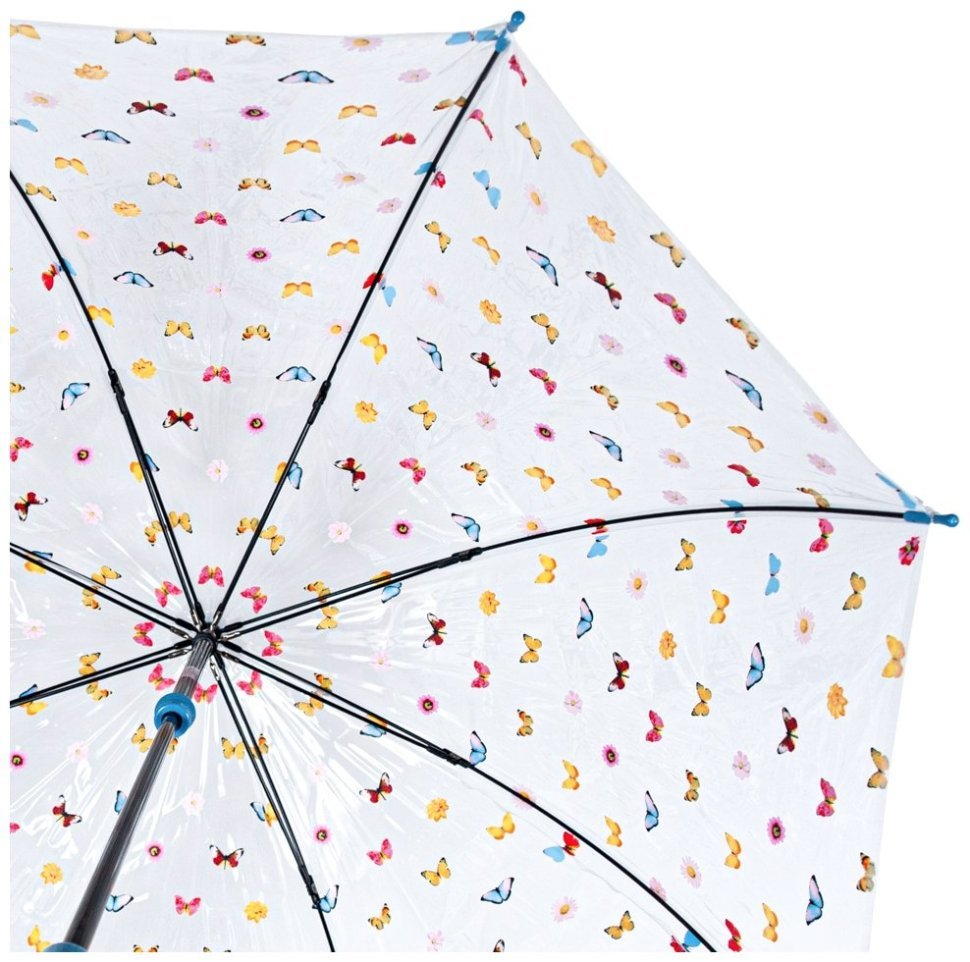 Зонт-трость женский Fulton Birdcage-2 L042 English Garden (механика, прозрачный с принтом цветков и бабочек) 93886 modnotak фото №6