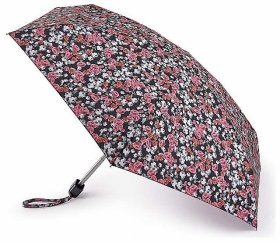 Женский мини-зонт Fulton L501 Tiny-2 Floral Cluster (механика, черный с цветочным принтом) 93986