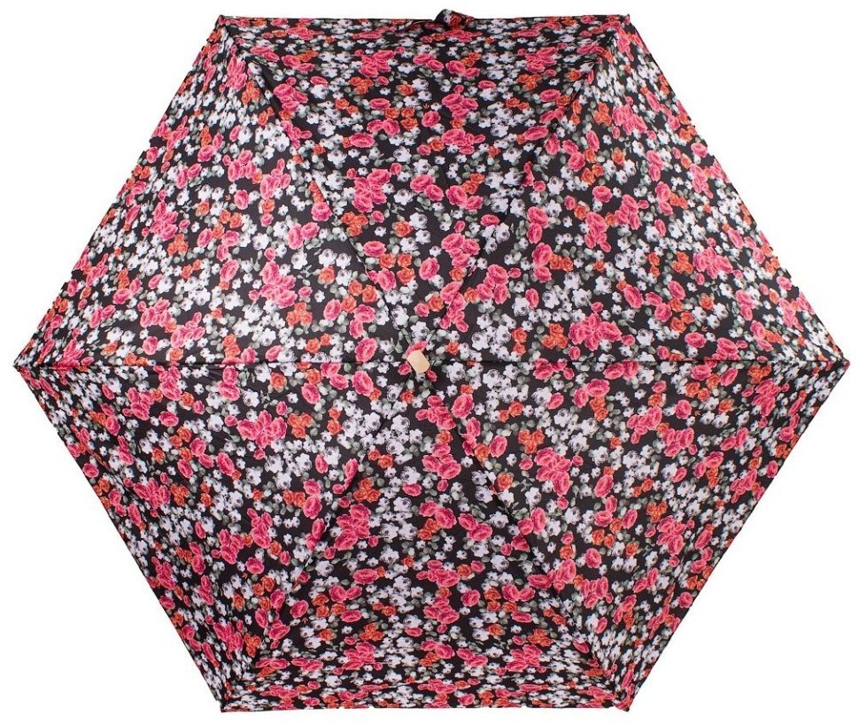 Женский мини-зонт Fulton L501 Tiny-2 Floral Cluster (механика, черный с цветочным принтом) 93986 modnotak фото №2