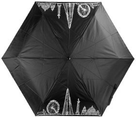 Женский складной зонт Incognito-4 L412 London Scene (механика, компактный, черный с рисунком Лондона) 94086