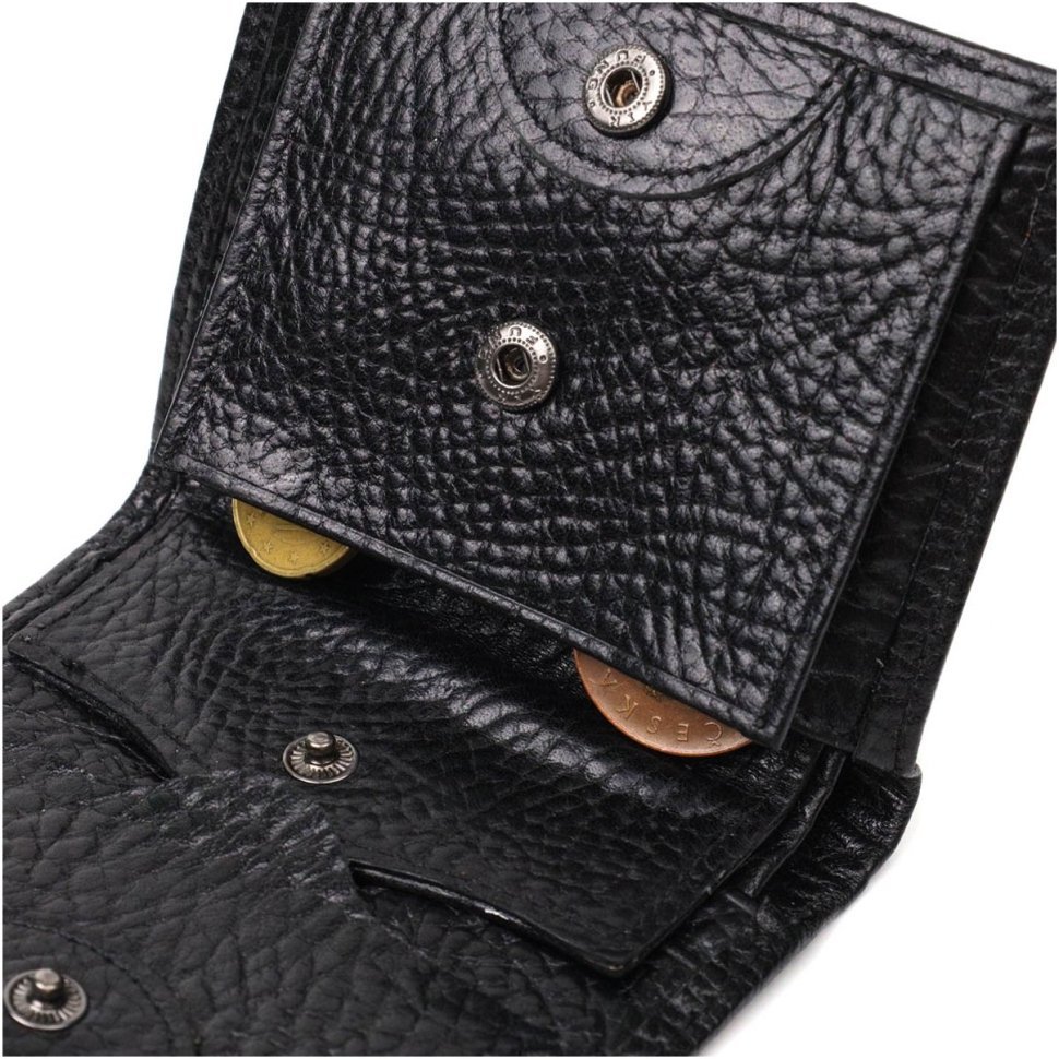 Маленькое мужское портмоне из фактурной кожи на кнопке Tony Bellucci (2422069)