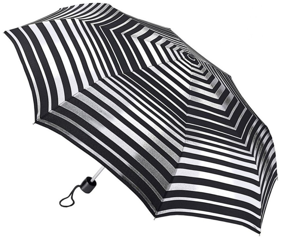 Зонт женский Fulton L354-041178 Minilite-2 Silver Stripes (Черный в серебряную полосу, механика) 94286 modnotak фото №1