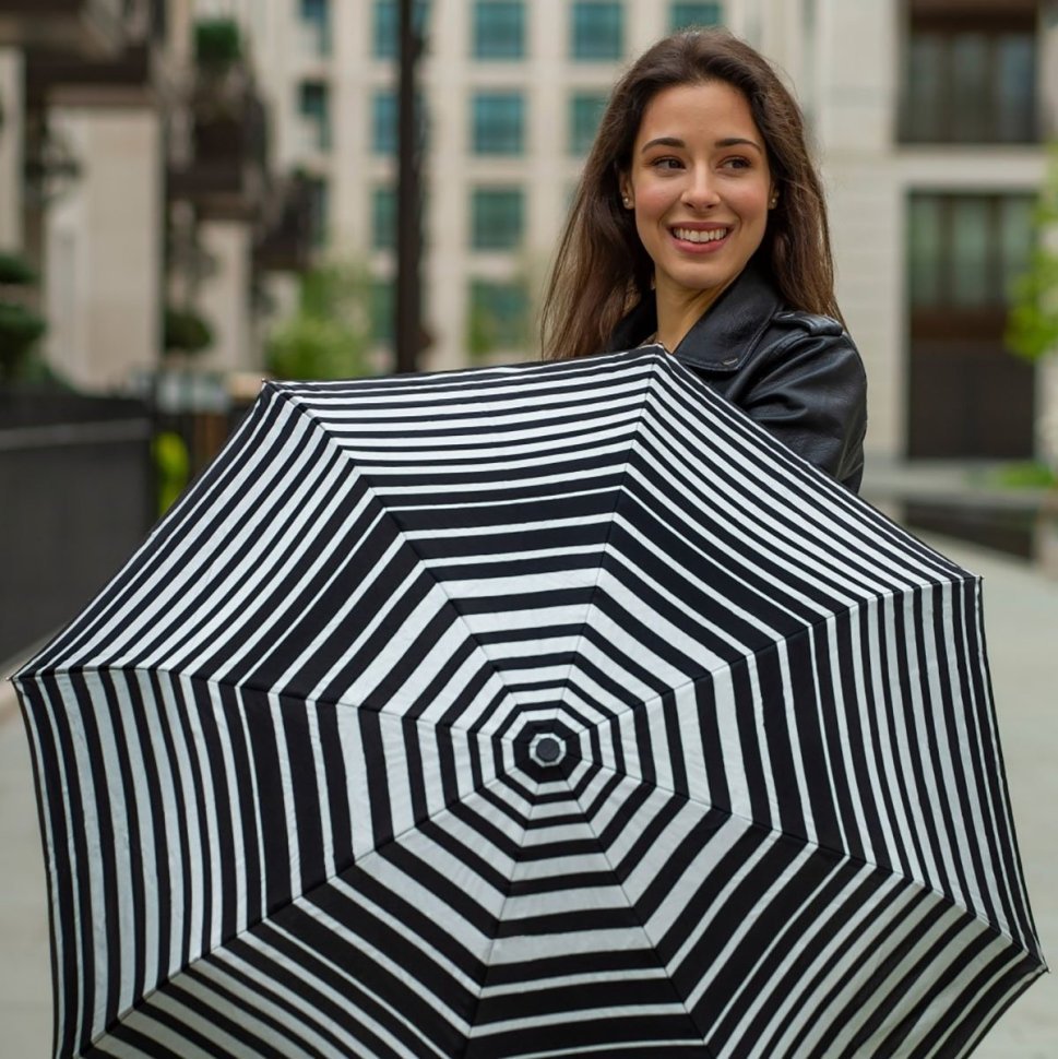 Зонт женский Fulton L354-041178 Minilite-2 Silver Stripes (Черный в серебряную полосу, механика) 94286 modnotak фото №3