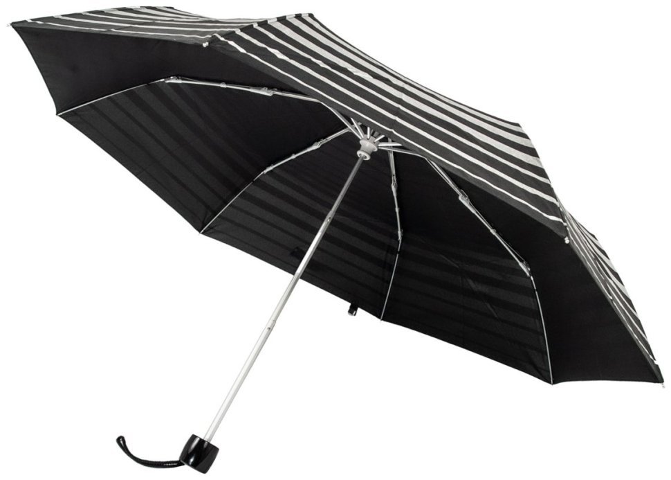 Зонт женский Fulton L354-041178 Minilite-2 Silver Stripes (Черный в серебряную полосу, механика) 94286 modnotak фото №6