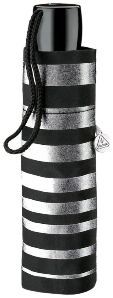 Зонт женский Fulton L354-041178 Minilite-2 Silver Stripes (Черный в серебряную полосу, механика) 94286 modnotak фото №7
