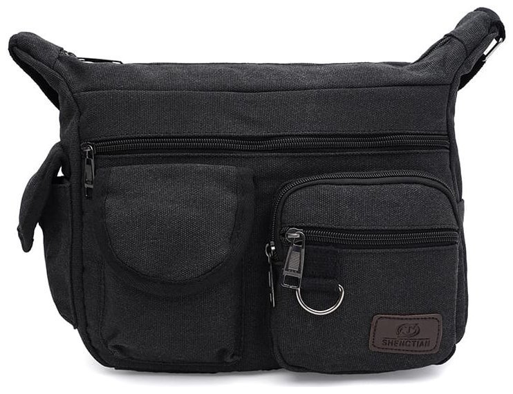 Мужская сумка мессенджер через плечо из качественного текстиля Monsen 104486 черного цвета modnotak фото №1