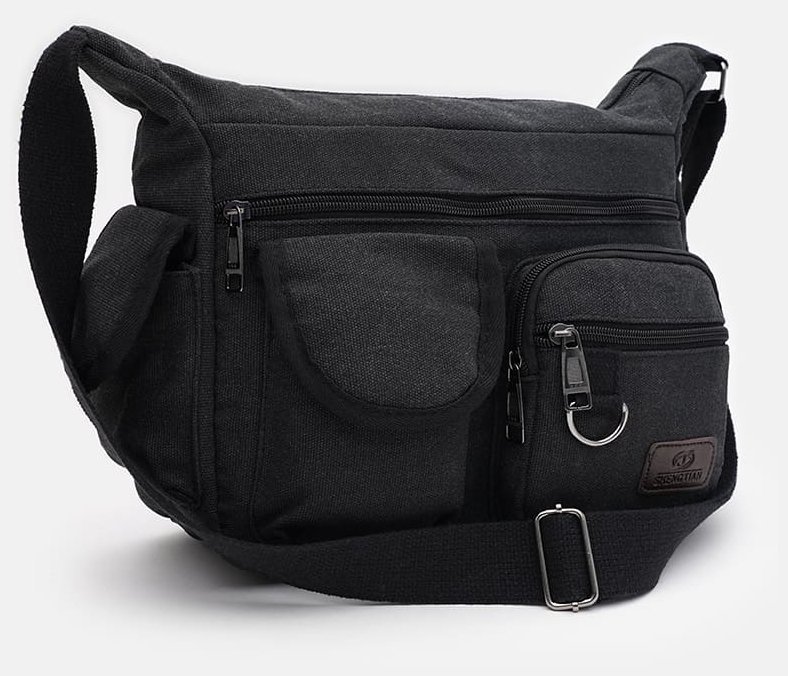 Мужская сумка мессенджер через плечо из качественного текстиля Monsen 104486 черного цвета modnotak фото №2