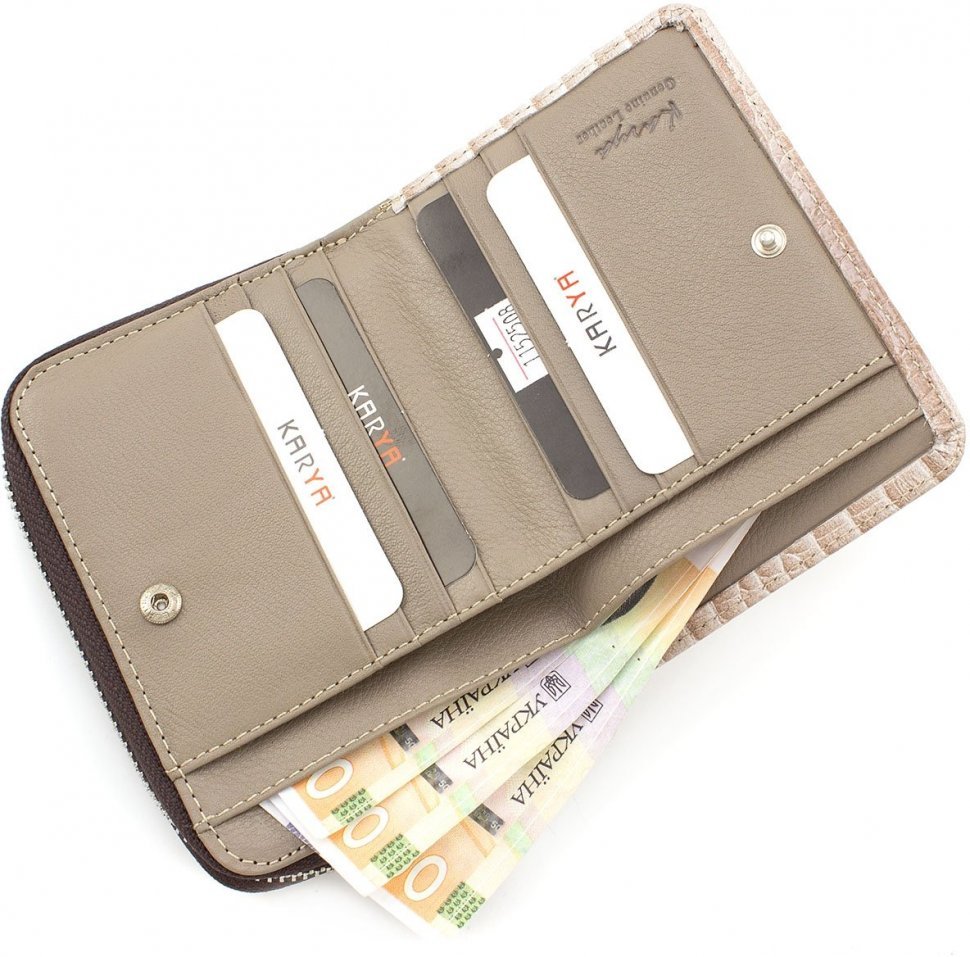 Гарний гаманець світло-коричневого кольору з якісної шкіри KARYA (1152-508)
