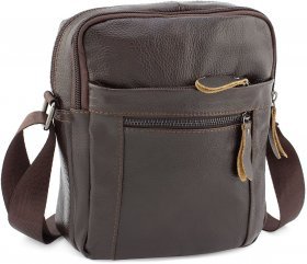 Чоловіча сумка через плече з натуральної шкіри коричневого кольору Leather Collection (11514)
