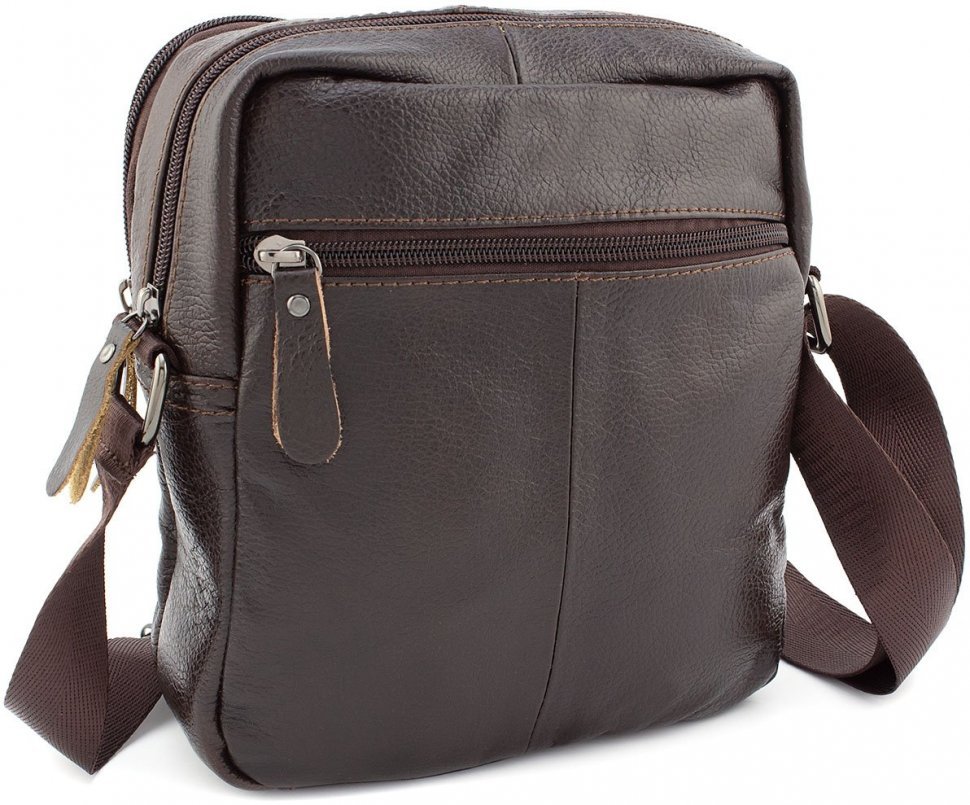 Чоловіча сумка через плече з натуральної шкіри коричневого кольору Leather Collection (11514)