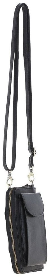 Міні-сумка для смартфона на блискавці з натуральної гладкої шкіри Ashwood T80 чорного кольору 94486 фото №4 Міні-сумка для смартфона на блискавці з натуральної гладкої шкіри Ashwood T80 чорного кольору 94486 modnotak фото №4