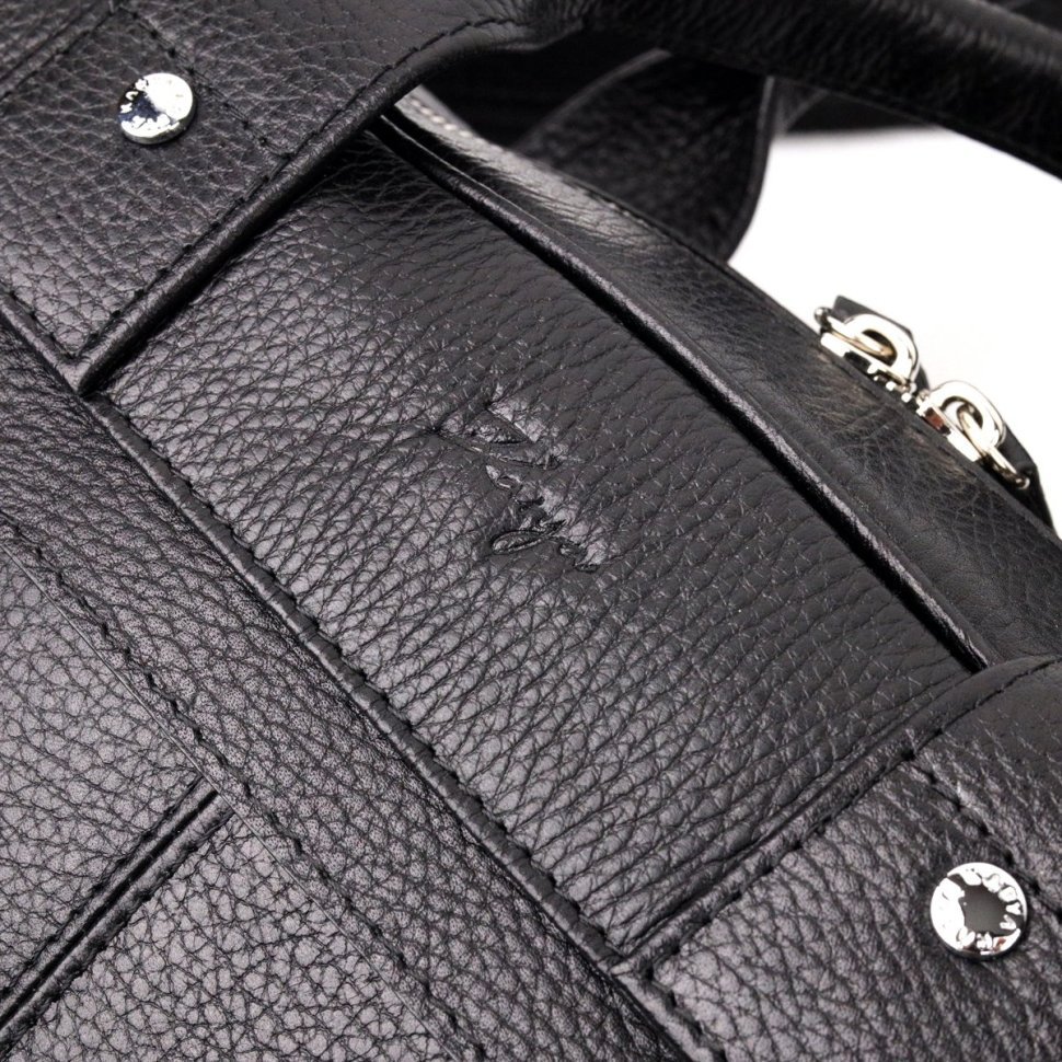 Чорна класична чоловіча сумка-портфель із зернистої шкіри з ручками KARYA (2420872)
