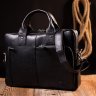 Чорна класична чоловіча сумка-портфель із зернистої шкіри з ручками KARYA (2420872) - 10