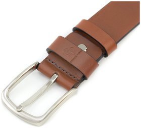 Мужской кожаный ремень рыжего цвета Grande Pelle (40331)