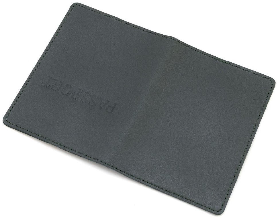 Кожаная обложка на паспорт темно-зеленого цвета Leather Collection 94586 modnotak фото №4