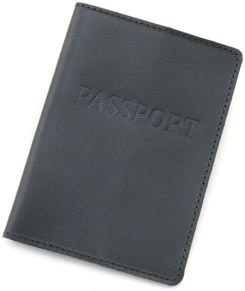 Кожаная обложка на паспорт темно-зеленого цвета Leather Collection 94586 modnotak фото №1