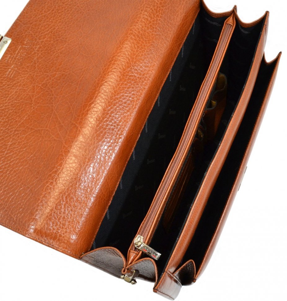 Модний портфель рудого кольору з натуральної шкіри Desisan (206-015)