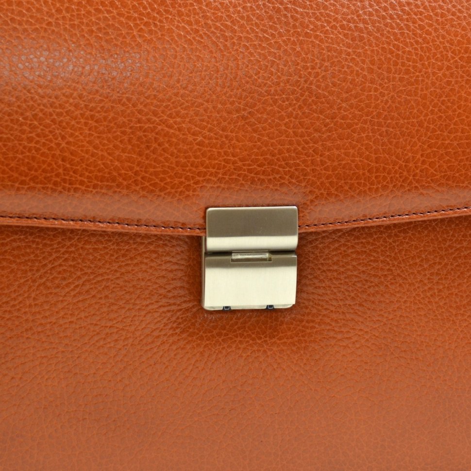 Модный портфель рыжего цвета из натуральной кожи Desisan (206-015)