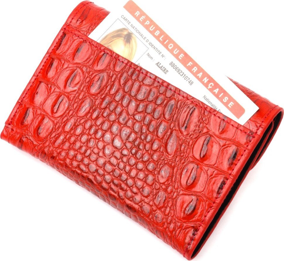 Червоний горизонтальний жіночий гаманець із монетницею з натуральної шкіри KARYA (2421072)