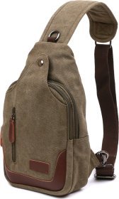 Зелена текстильна чоловіча сумка-слінг через плече Vintage (20386)