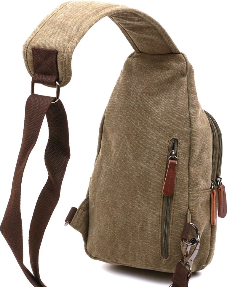 Зелена текстильна чоловіча сумка-слінг через плече Vintage (20386)