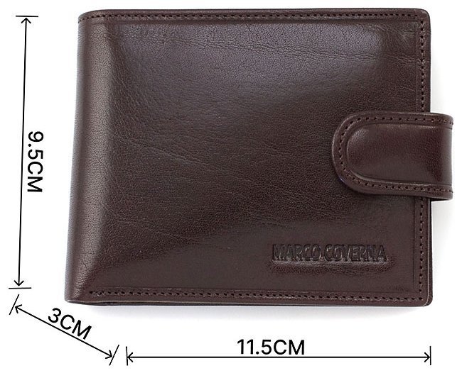 Коричневий чоловічий гаманець зі шкіри на кнопці Marco Coverna (18395) modnotak фото №3