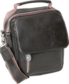 Чоловіча сумка-барсетка коричневого кольору з натуральної шкіри з ручкою Vip Collection (21085)