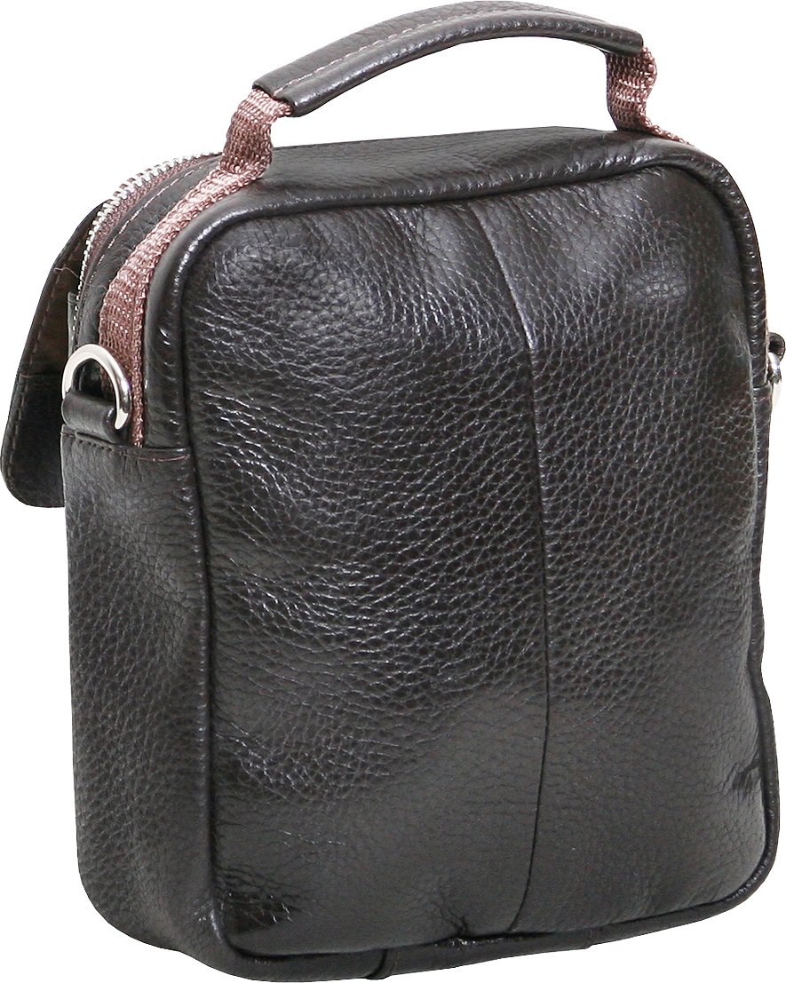 Мужская сумка-барсетка коричневого цвета из натуральной кожи с ручкой Vip Collection (21085)