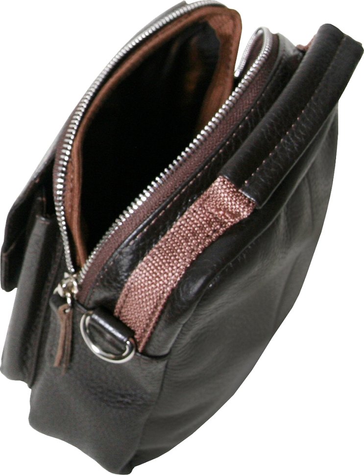 Мужская сумка-барсетка коричневого цвета из натуральной кожи с ручкой Vip Collection (21085)
