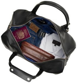 Большая мужская дорожная сумка из натуральной фактурной кожи с ручками Visconti Explorer TC150 черного цвета 95486