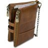 Світло-коричневий компактний чоловічий гаманець із натуральної шкіри на ланцюжку Vintage (2414681) - 3